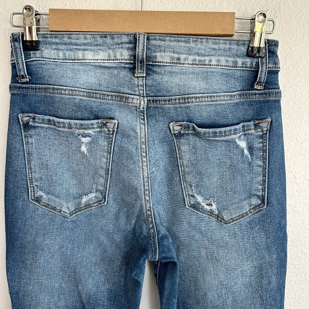 KanCan Jeans Mid Rise Ankle Skinny Distressed Medium Wash Stretch